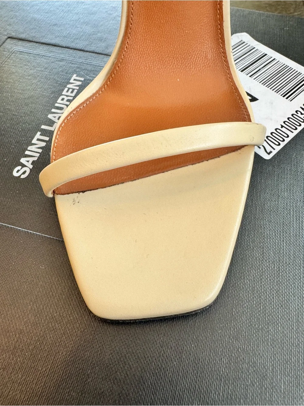 Saint Laurent Cream Opyum 110 YSL Logo Heel Sandal 38.5 8 - Picture 7 of 12